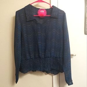 Vintage long sleeve blue navy hipster pattern shirt